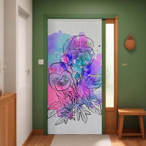 Adesivo Porta Flor Desenhada no Fundo Aquarela