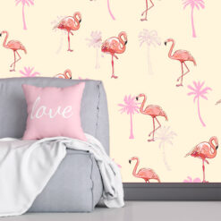 Papel de Parede Flamingo Tropical