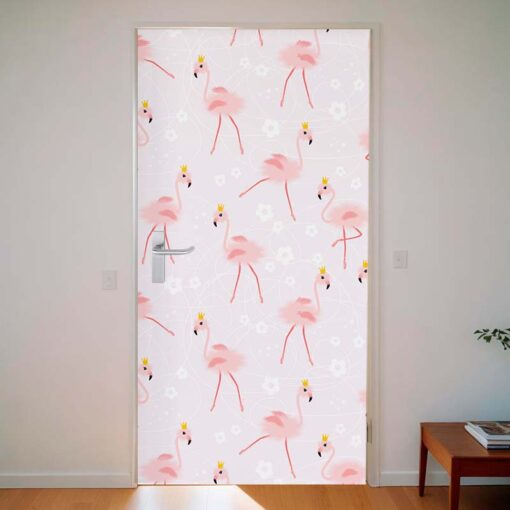 Adesivo Porta Flamingos com Coroa