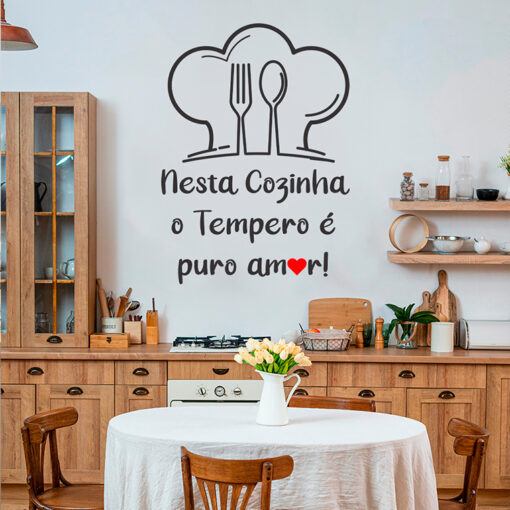 adesivo nesta cozinha o tempero é o amor