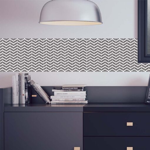 Faixa Decorativa Chevron Preto e Branco com Detalhes