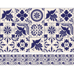 Faixa Decorativa Azulejo Português Folhas e Flores Geométricas