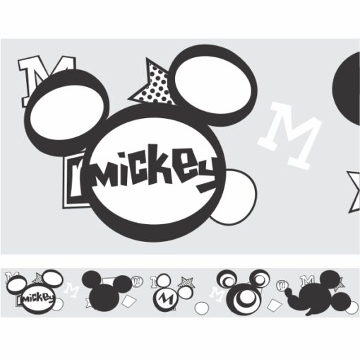 Faixa Decorativa Mickey Mouse em Tons de Cinza